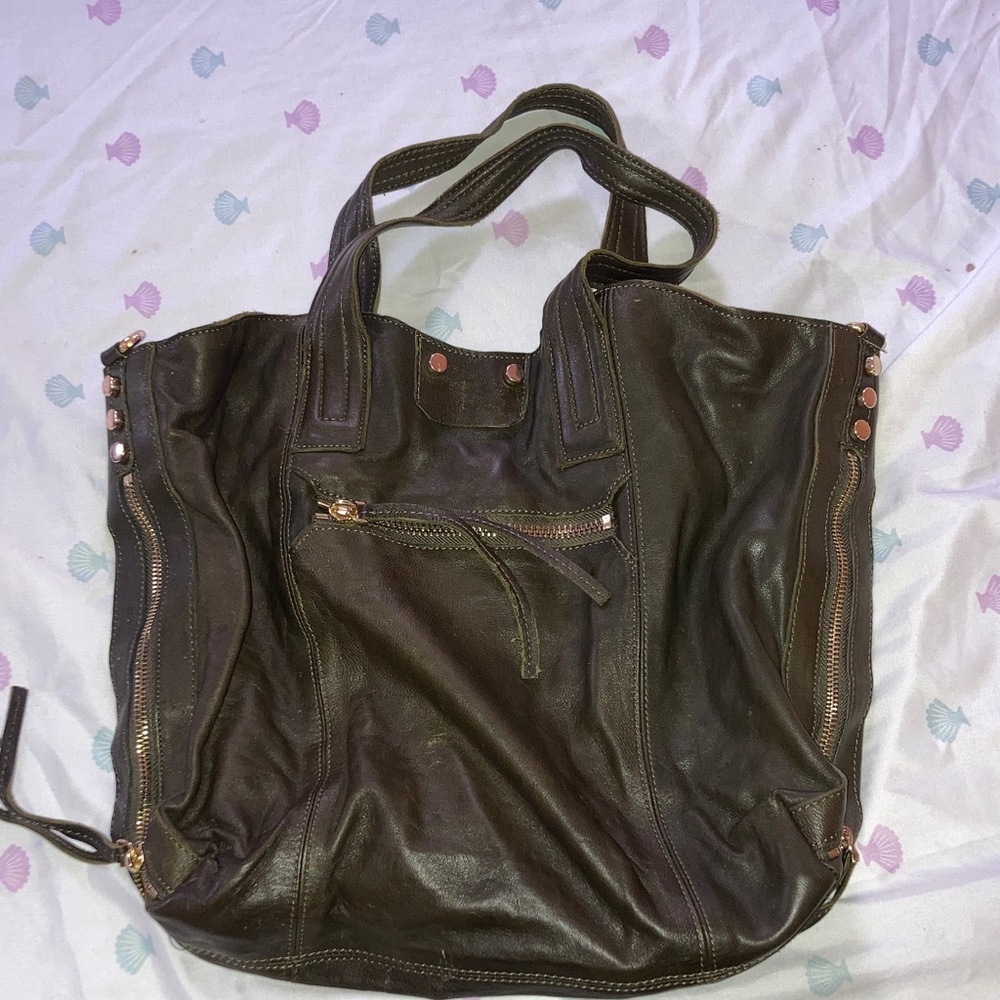 Topshop Dark Brown Leather Shoulder Bag